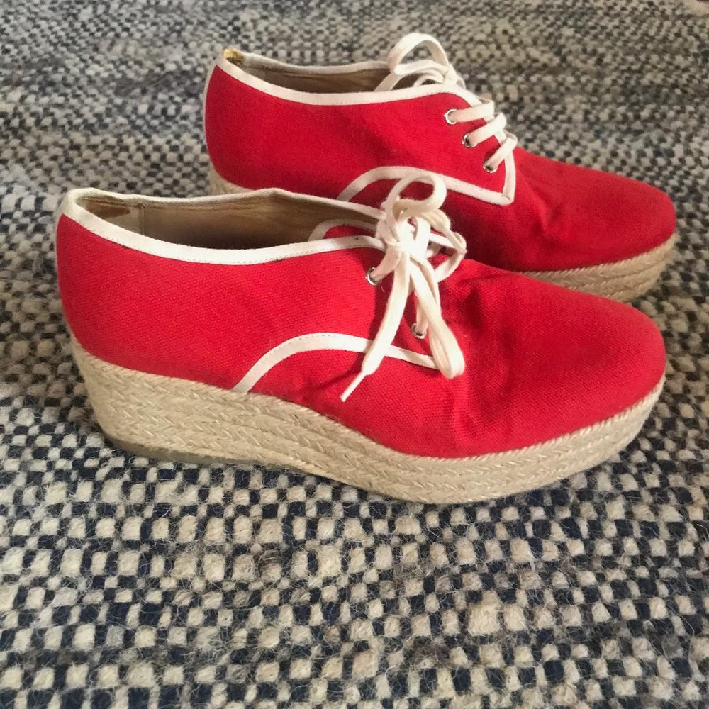 Castaner Red Platform Lace-up Espadrilles, size 35